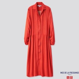Ines De La Fressange Uniqlo midi polka shirt dress